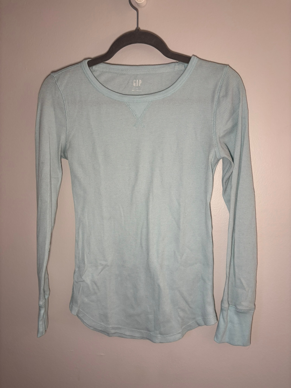 Gap Long Sleeve Waffle Knit Top Light Green Size XS